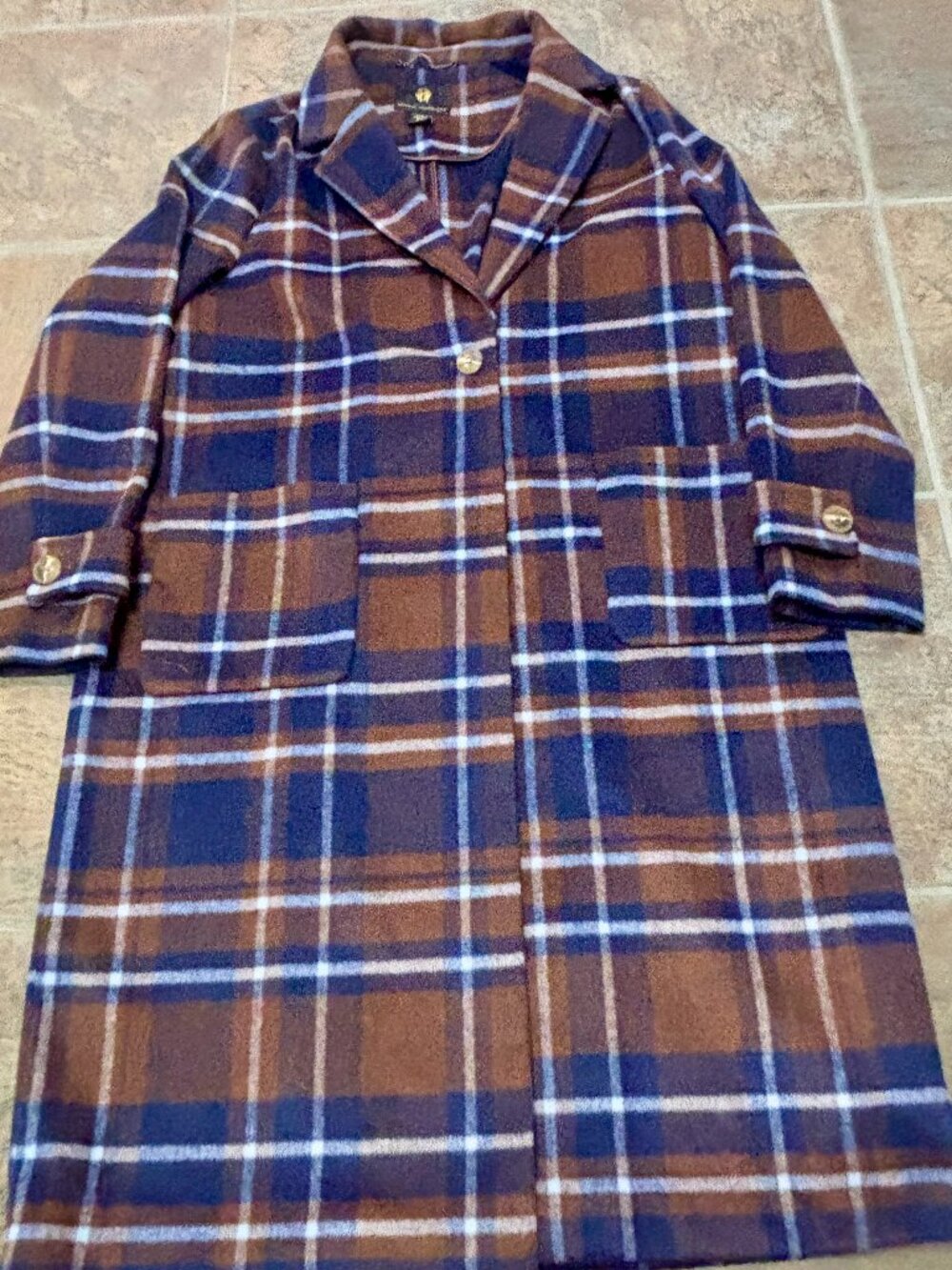 ~~House of Harlow 1960 Womens XL Wool Blend Plaid Print Trench Coat..VGUC!!!!